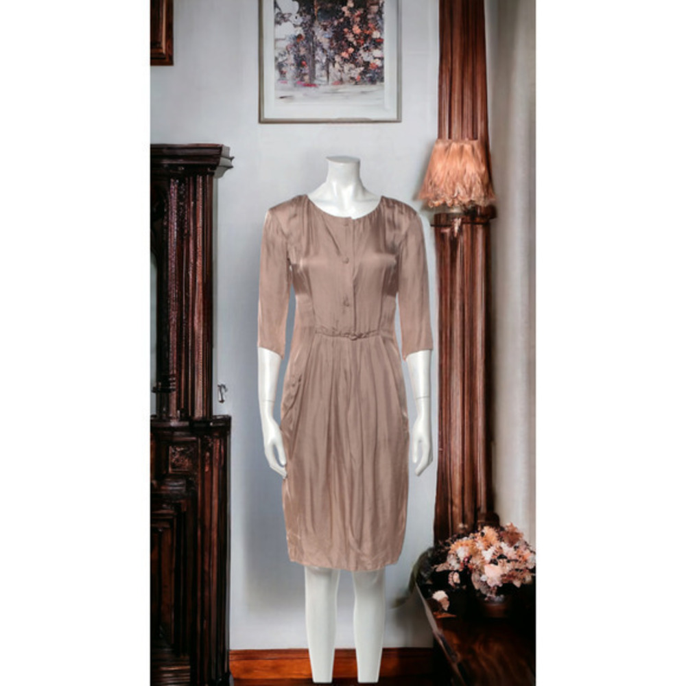 NINA RICCI Dress Made in France Pockets FR 36 US 4 Small Dusty Rose‎ Pale Pink